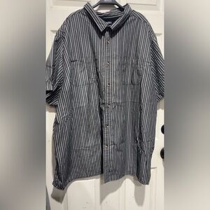 white + black striped button up shirt Size 5XL BIG  #striped #menswear